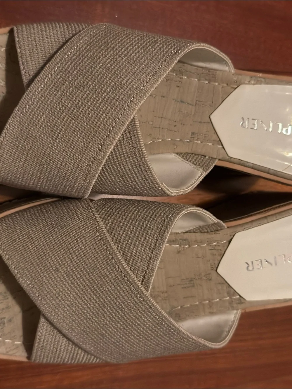 Donald J. Pliner Beige Cross-Strap Platform Sandals